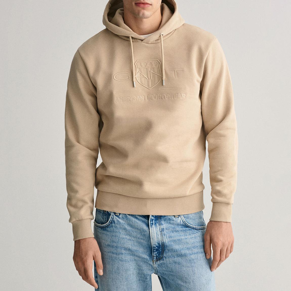 Stone Regular Tonal Shield Cotton Hoodie main product photo