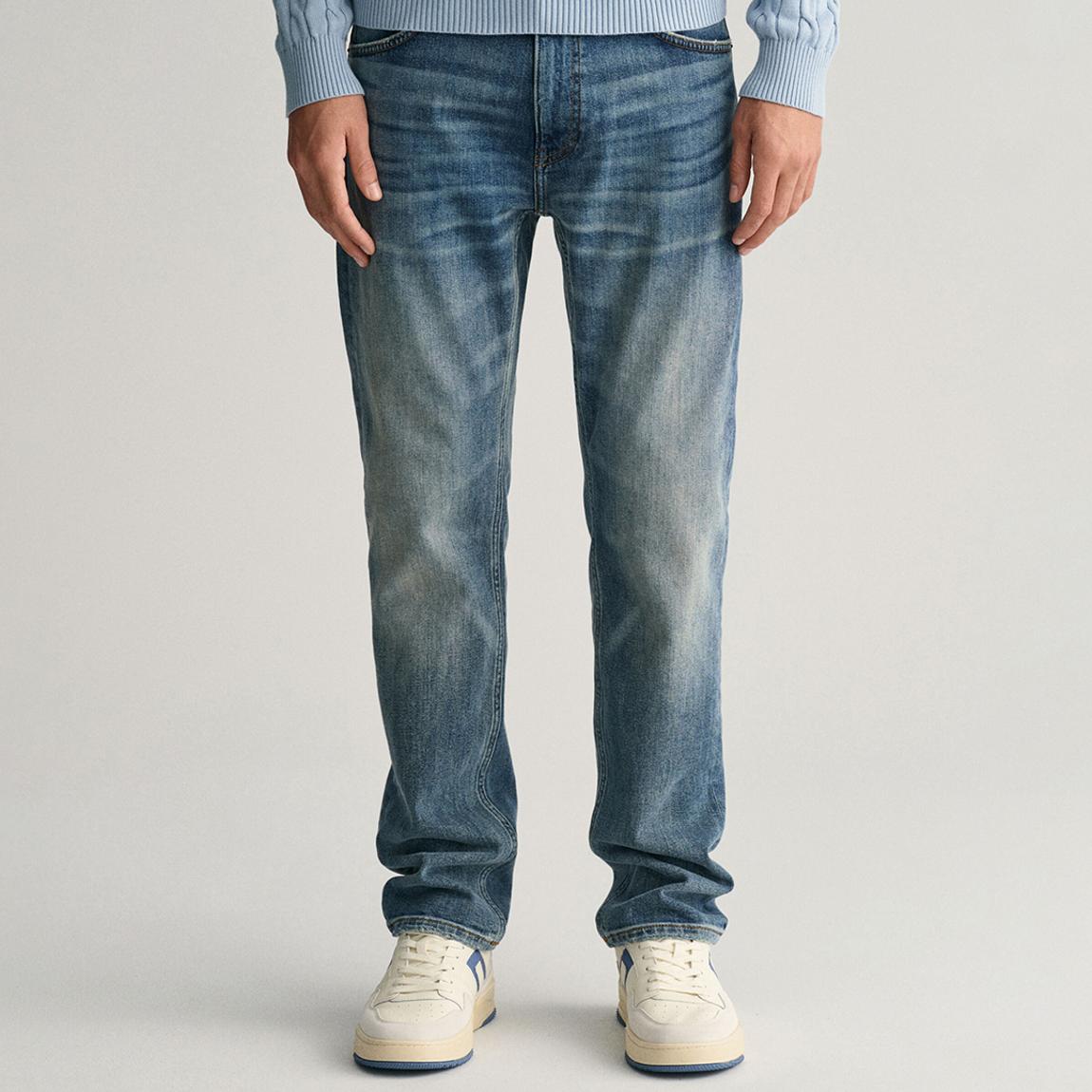 Washed Blue Regular Archive Stretch Jeans main product photo