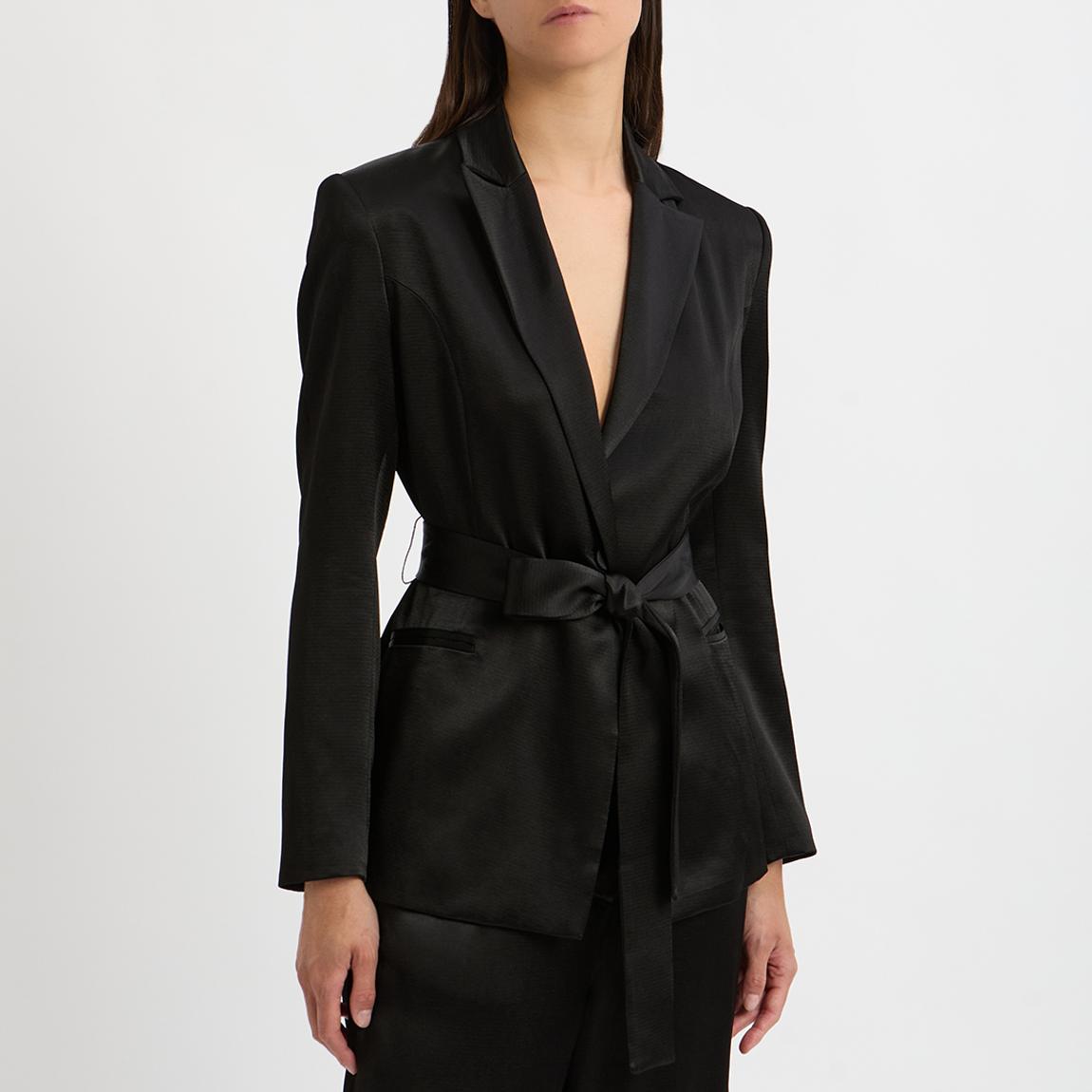 Black Satin Tie Wrap Blazer main product photo