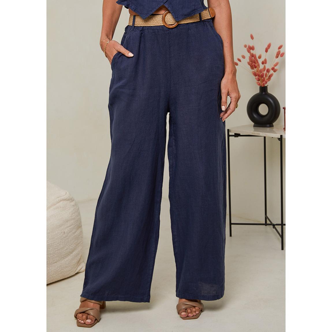 Navy Linen Trousers main product photo