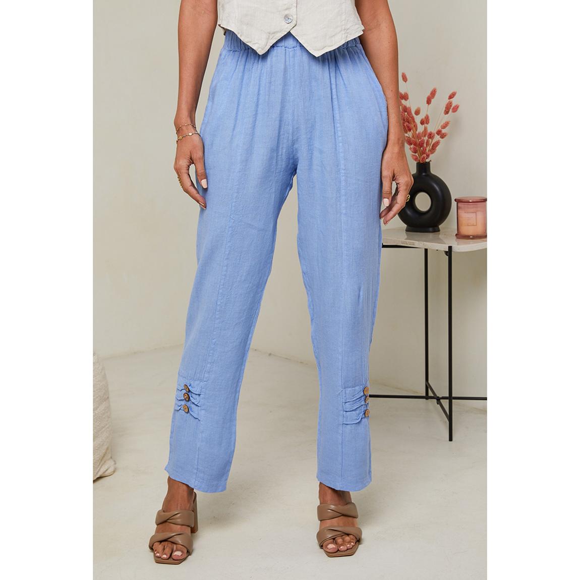 Blue Elasticated Linen Trousers main product photo