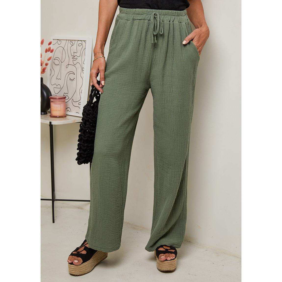 Khaki Textured Linen Trousers main product photo
