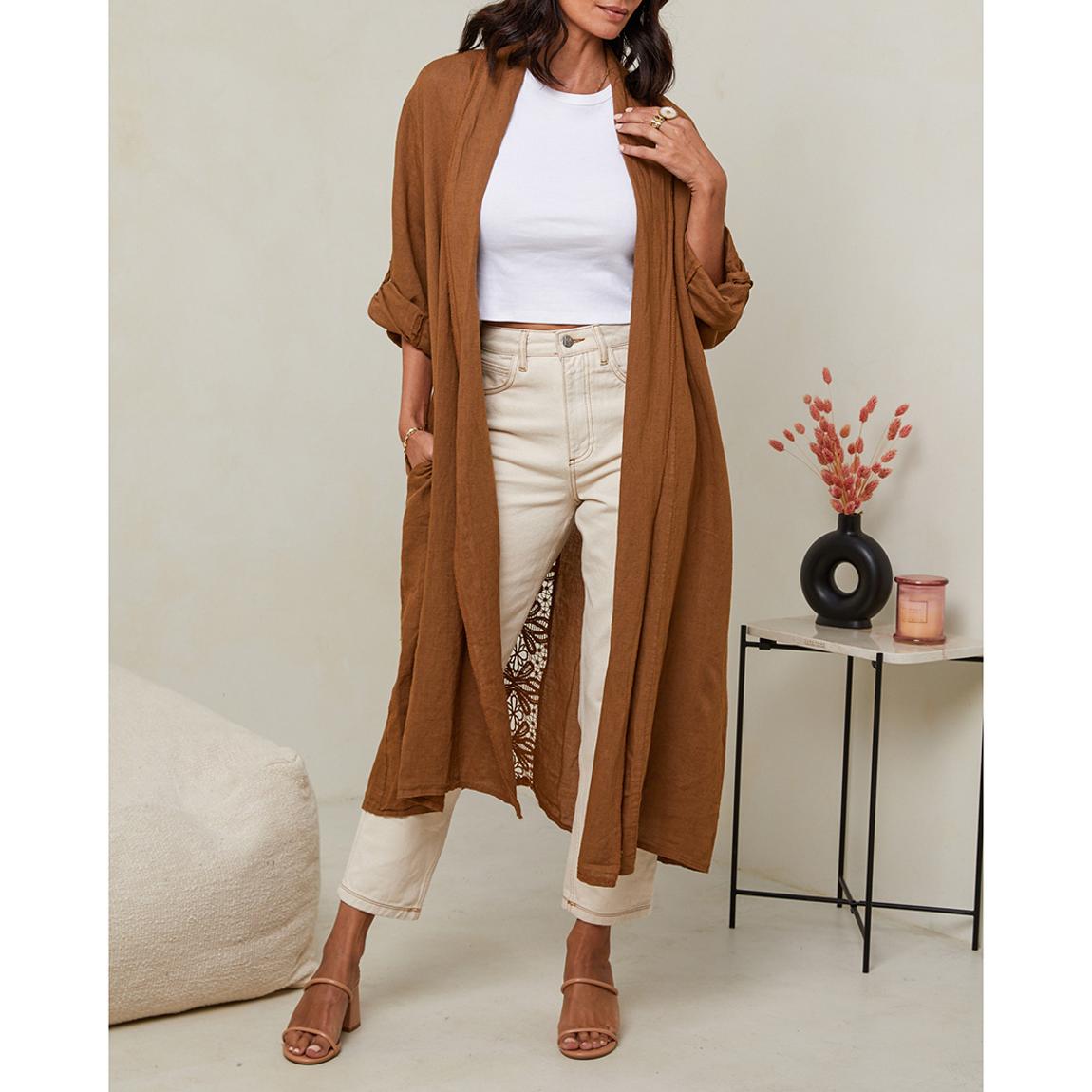 Camel Linen Kimono main product photo