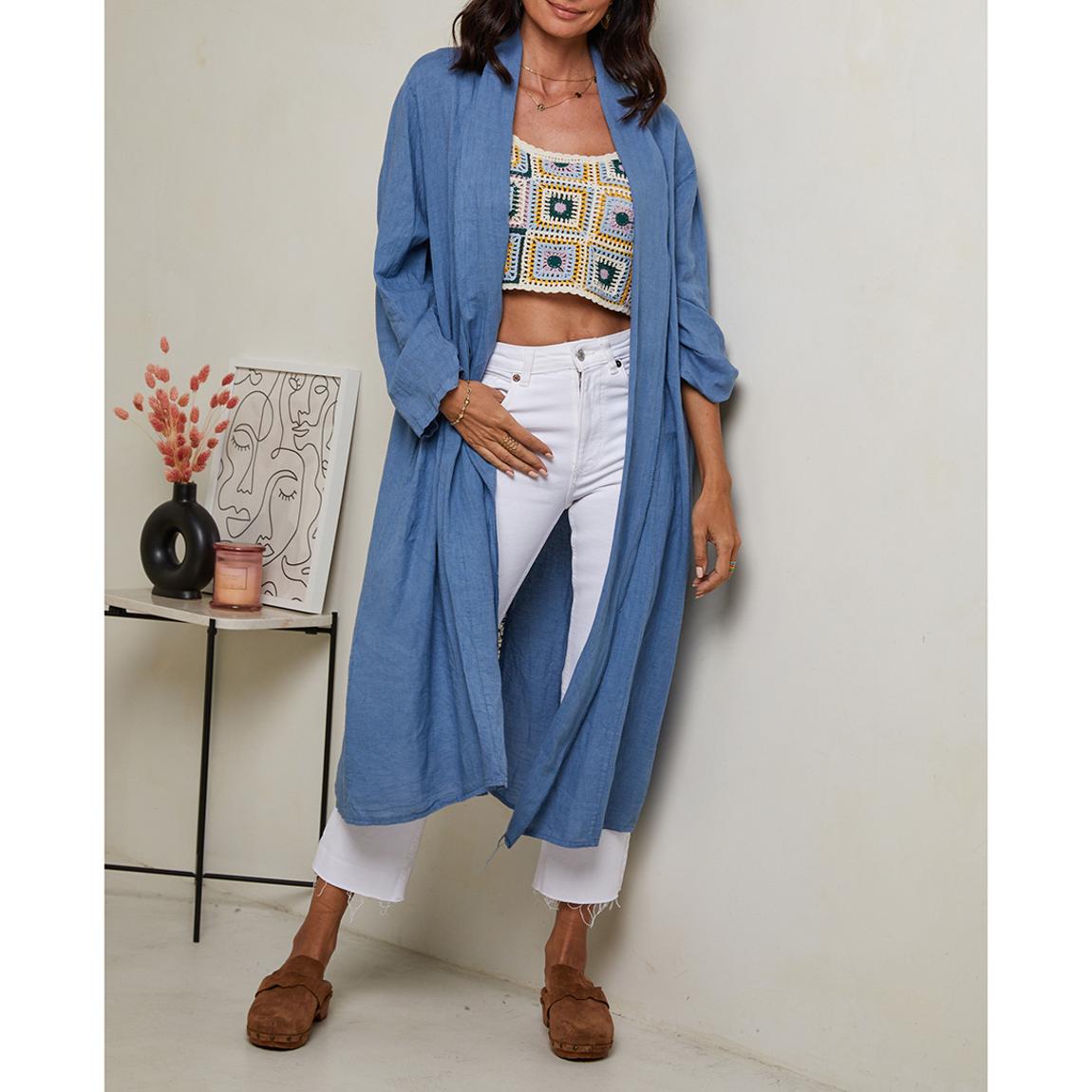 Blue Linen Kimono main product photo