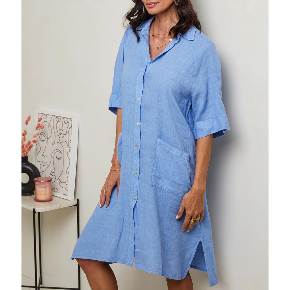 Blue Linen Midi Dress main product photo