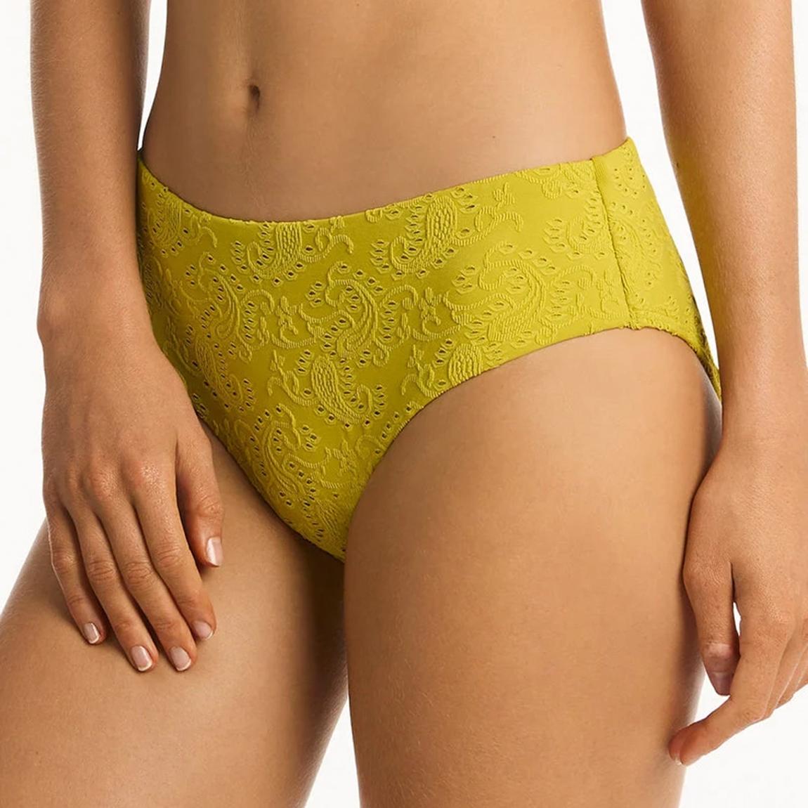 Green Interlace Mid Bikini Bottom main product photo
