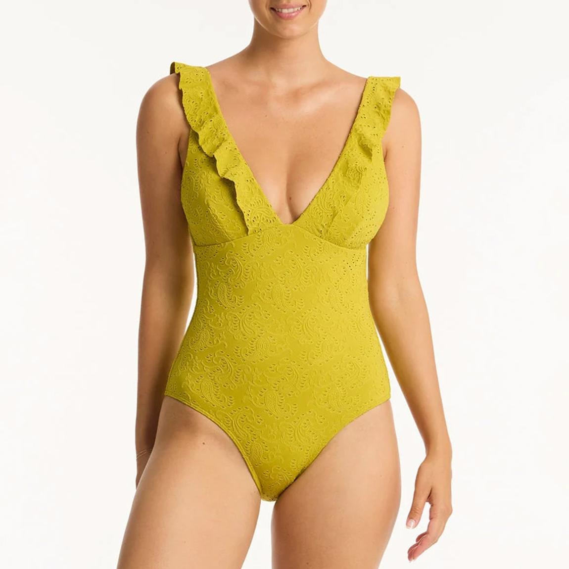 Green Interlace Frill Swimsuit main product photo