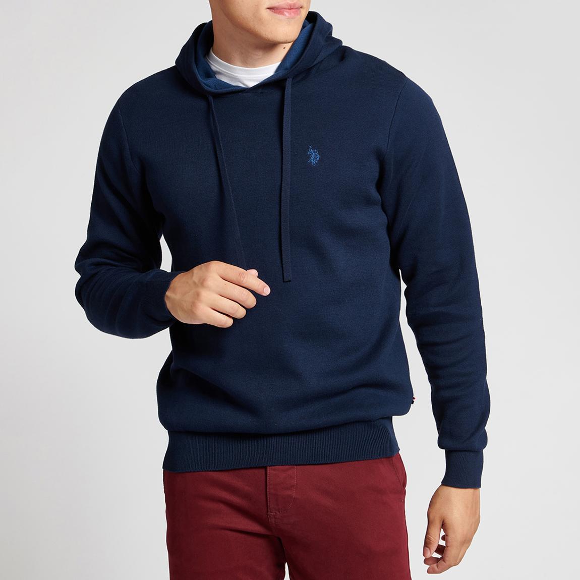 Navy Plated Contrast Cotton Hoodie main product photo