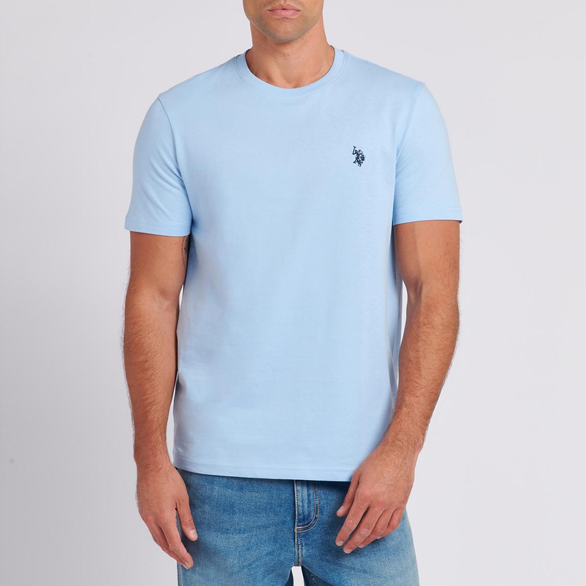 Pale Blue Embroidered Logo Cotton T-Shirt main product photo