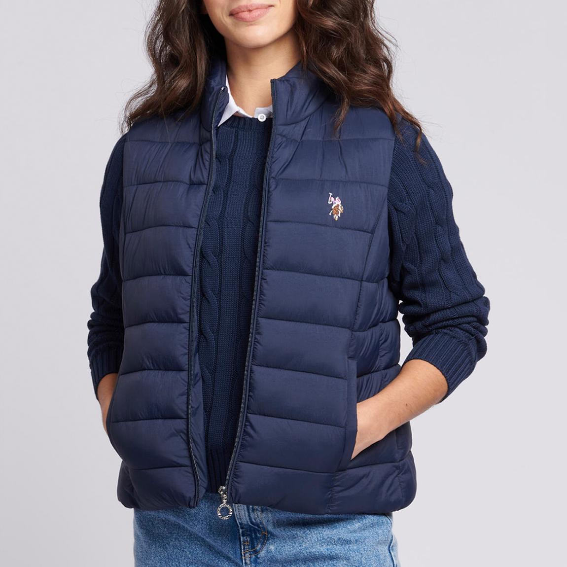 Navy Lightweight Puffer Cotton Blend Gilet main product photo
