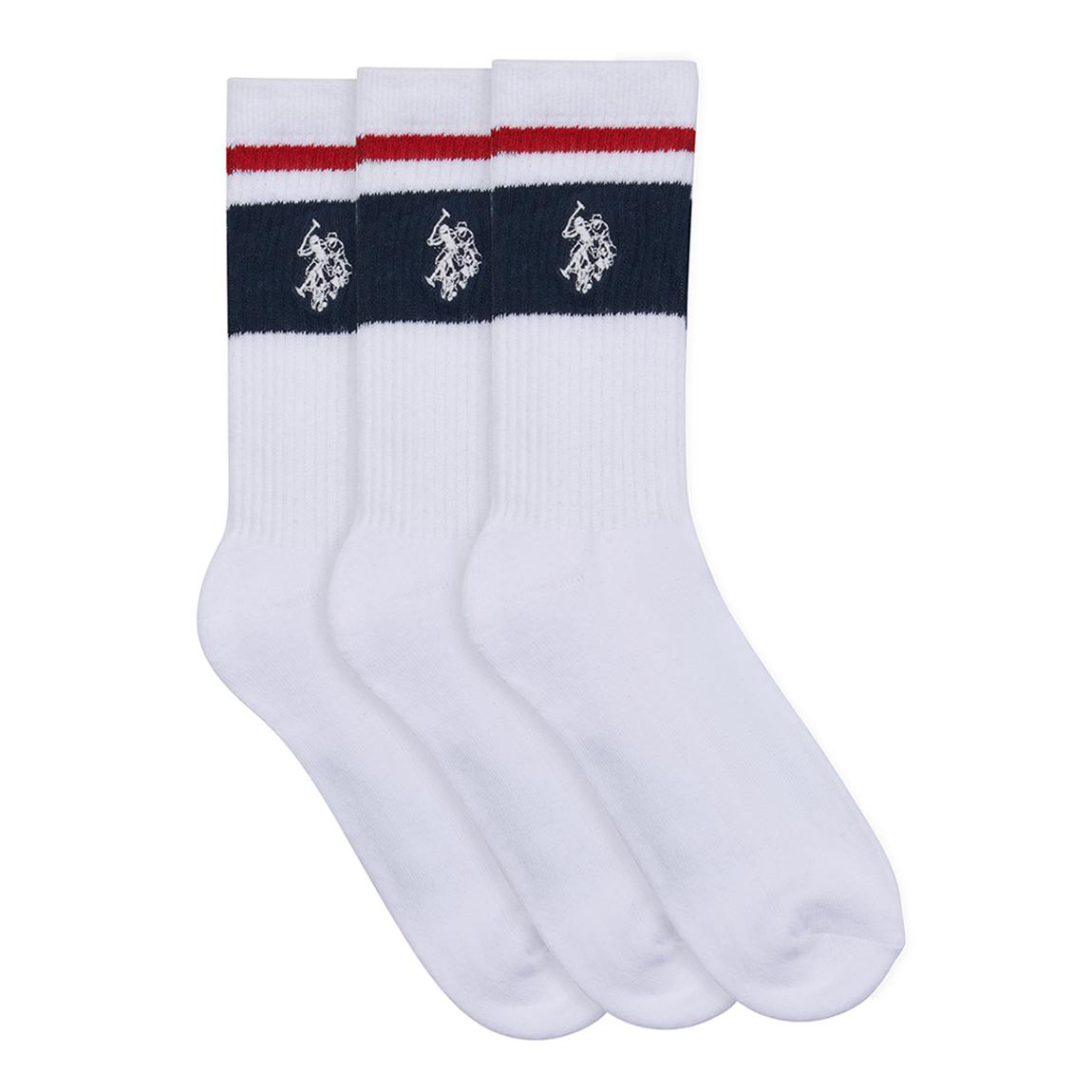 Boy's White 3 Pack Stripe Cotton Socks main product photo