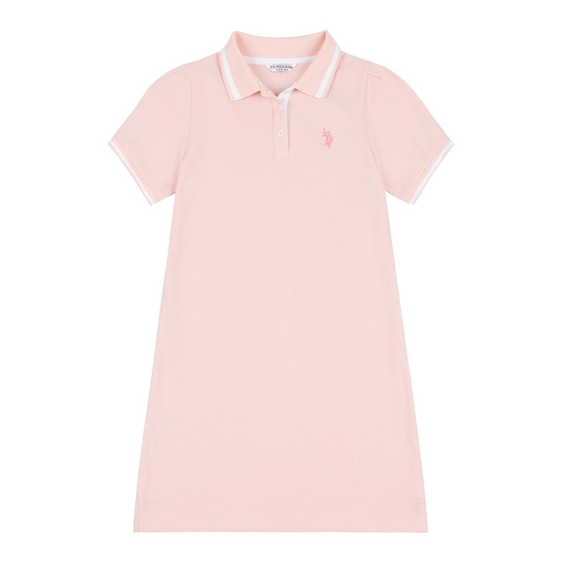 Girl'sPink Embroidered Cotton Polo Dress main product photo