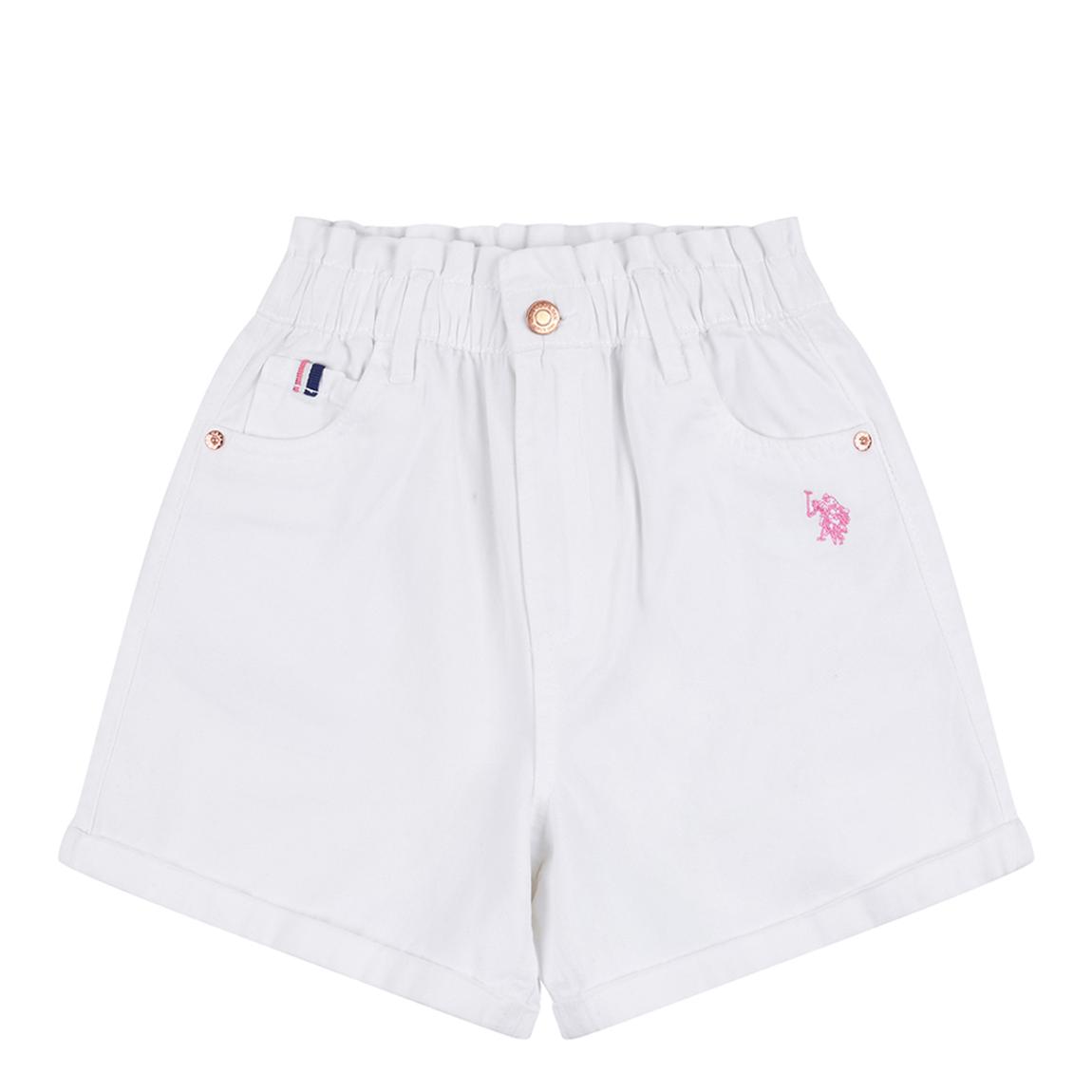 Girl's White Paper Bag Denim Shorts main product photo