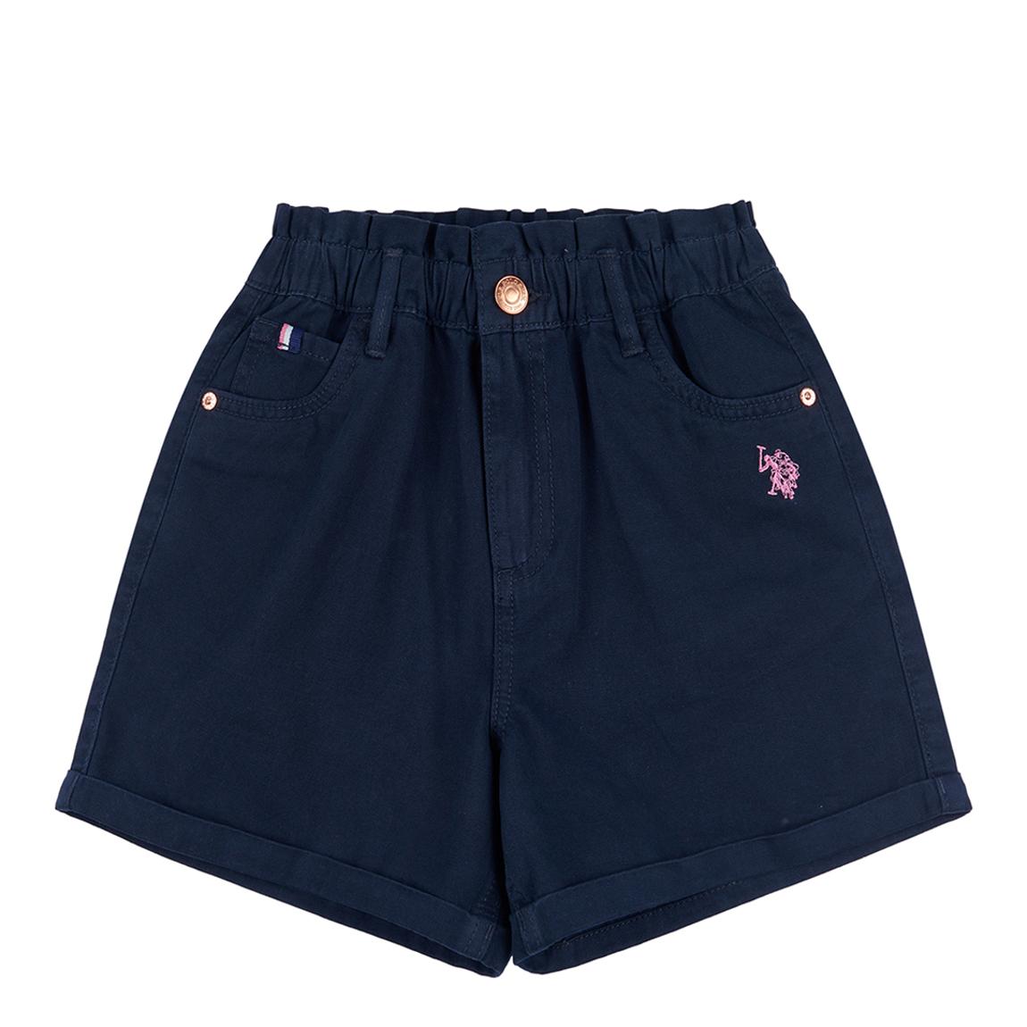 Girl's Navy Paper Bag Denim Shorts main product photo