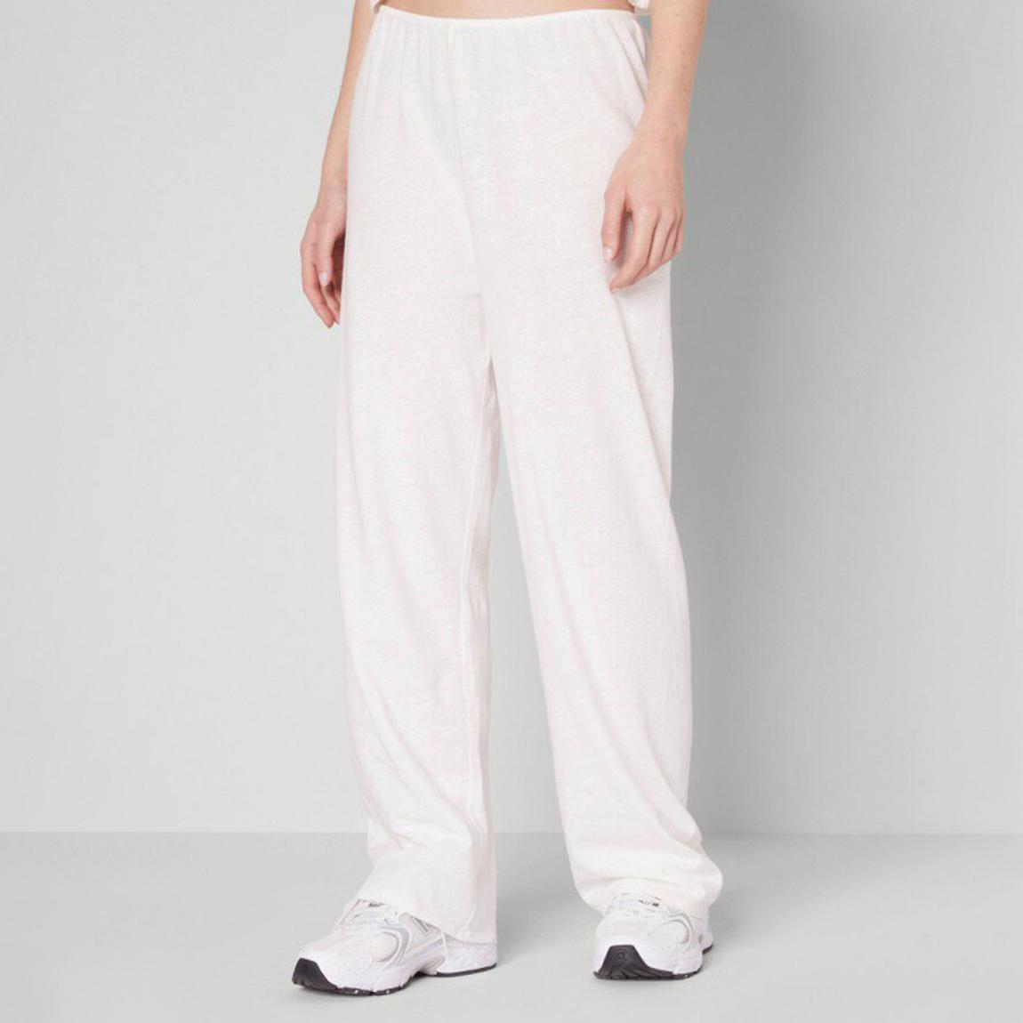 White Cotton Linen Blend Poxson Pant main product photo