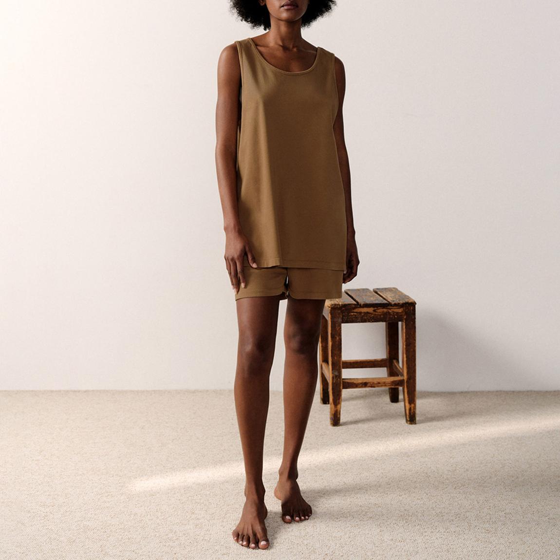 Brown Fizvalley Cotton Tank Top main product photo