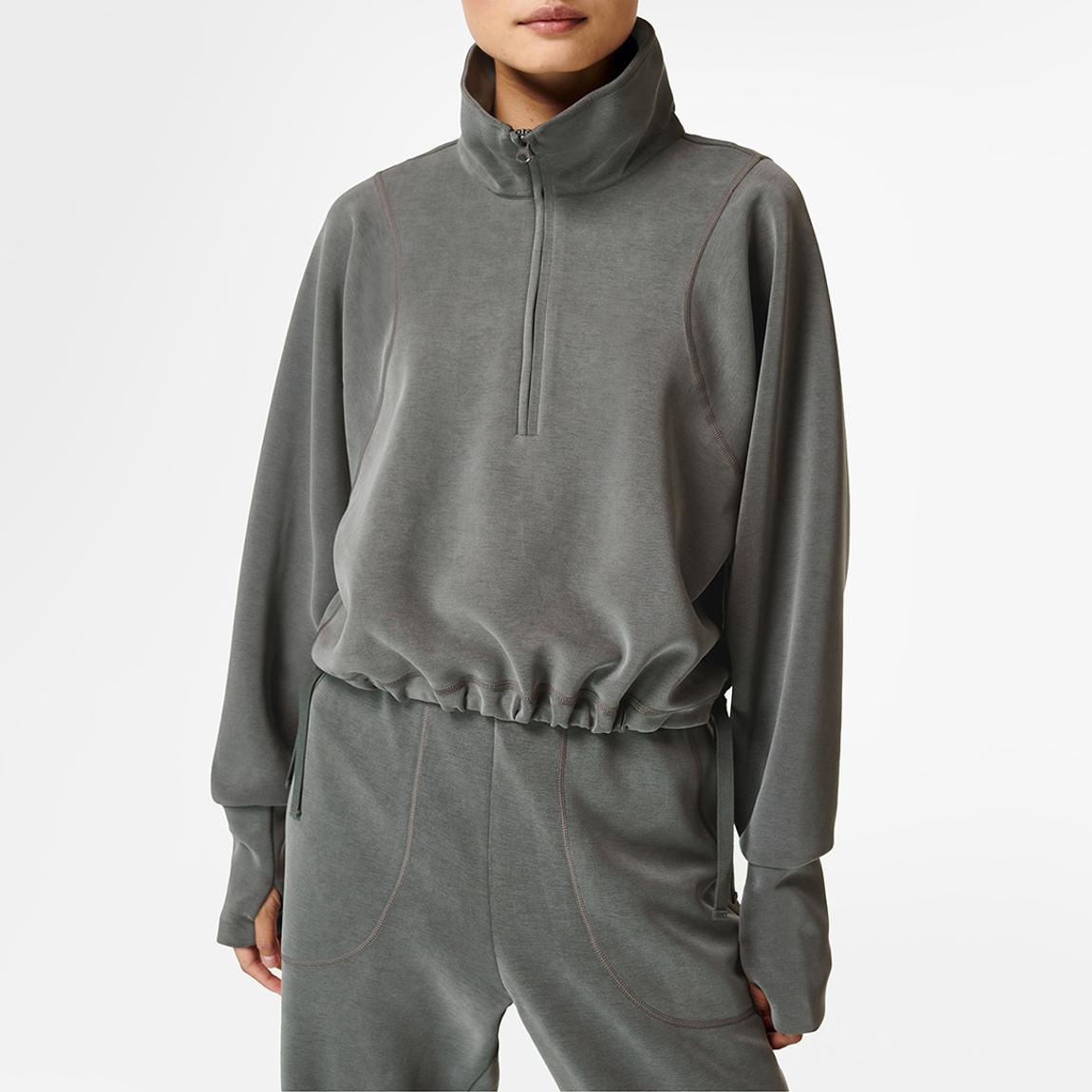 Grey Sand Wash Half Zip Sweatshirt main product photo