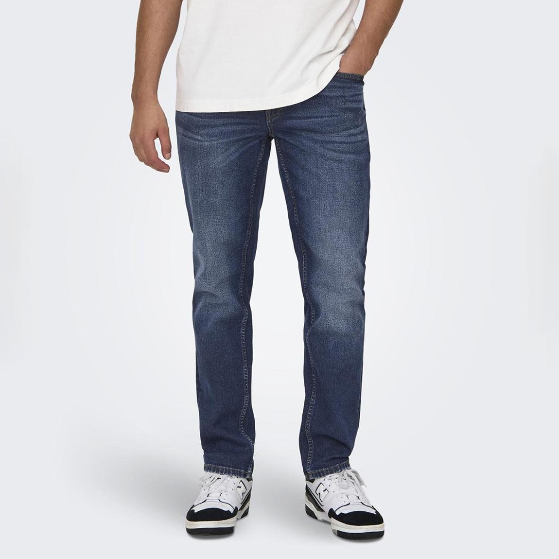 Dark Blue Denim Regular Cotton Blend Jeans main product photo