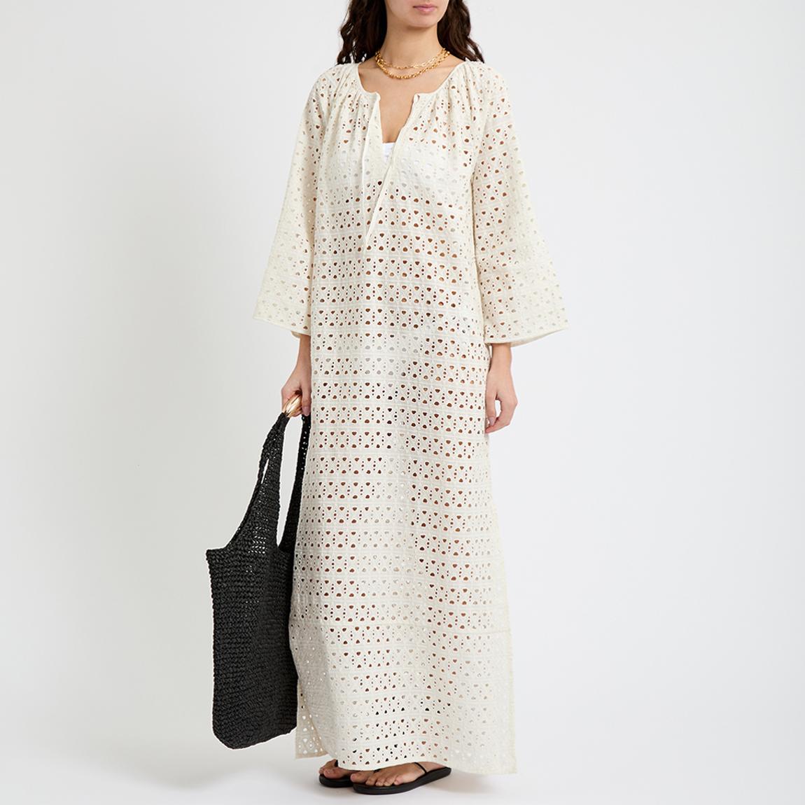 Off White Cotton Broderie Anglaise Dress main product photo