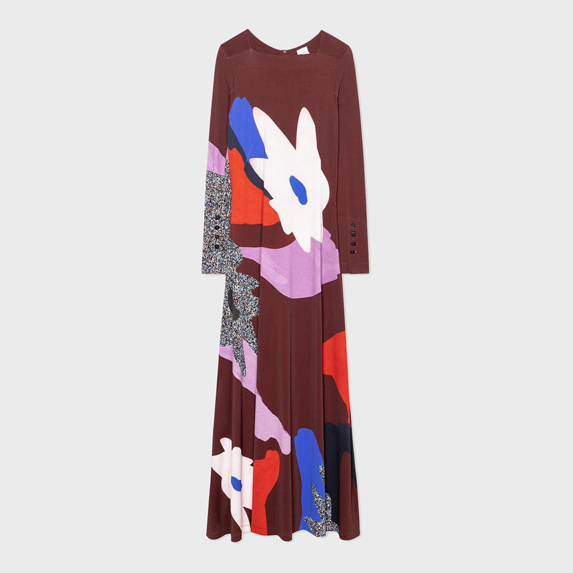 Burgundy Printed Midi Dress main product photo