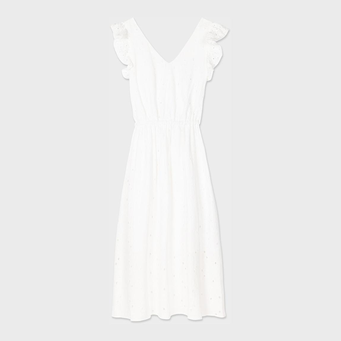White V-Neck Cotton Dress main product photo