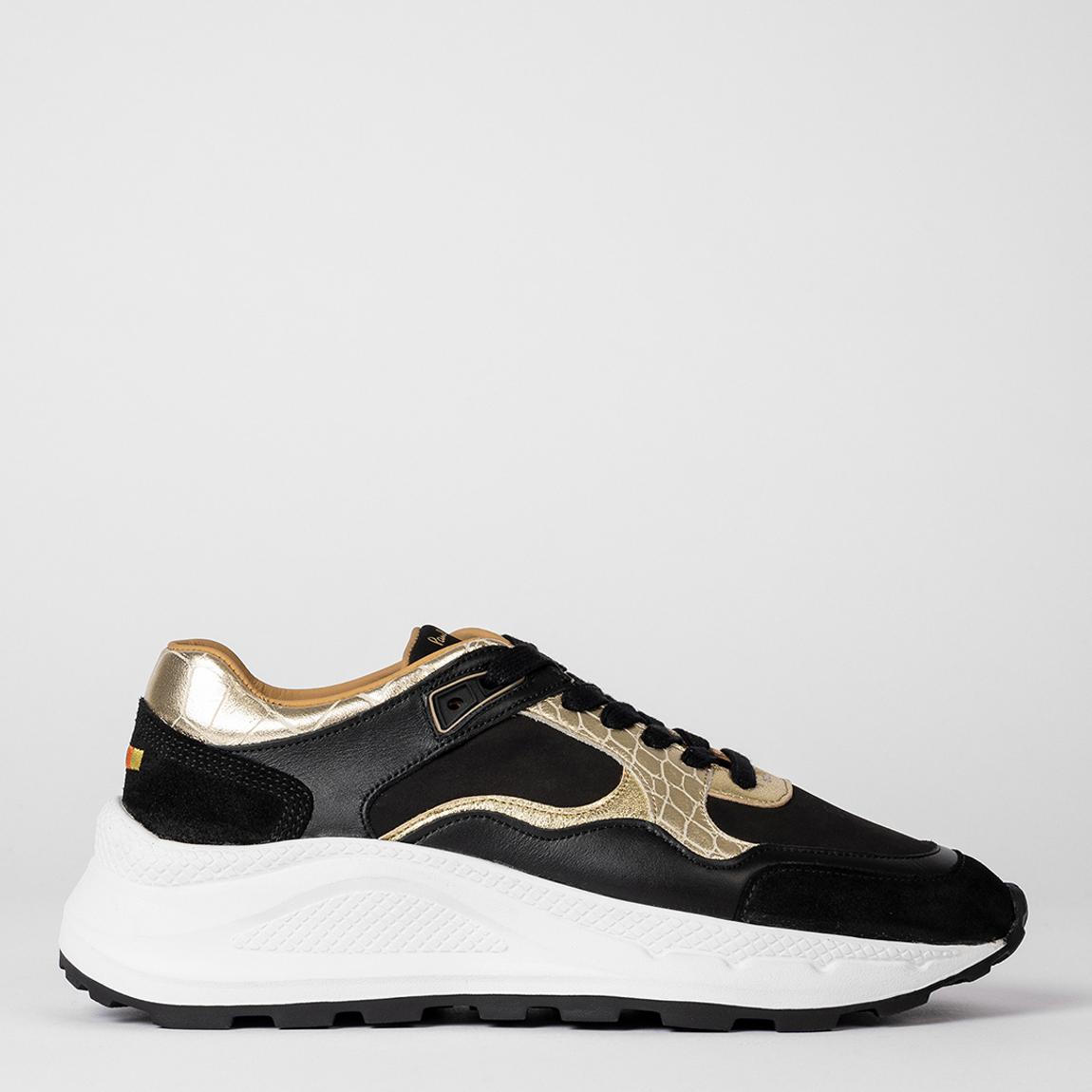 Black/Gold Elowen Leather Trainers main product photo