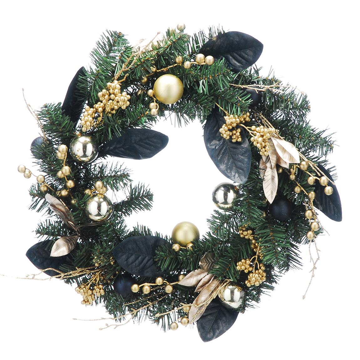 Blue Leaves & Gold Berries Wreath, 60cm main product photo