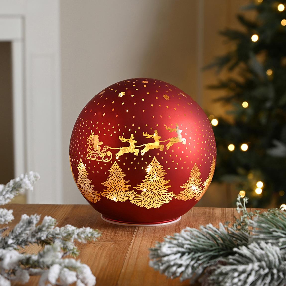 Santa Sleigh 15cm Glass Ball, Red main product photo