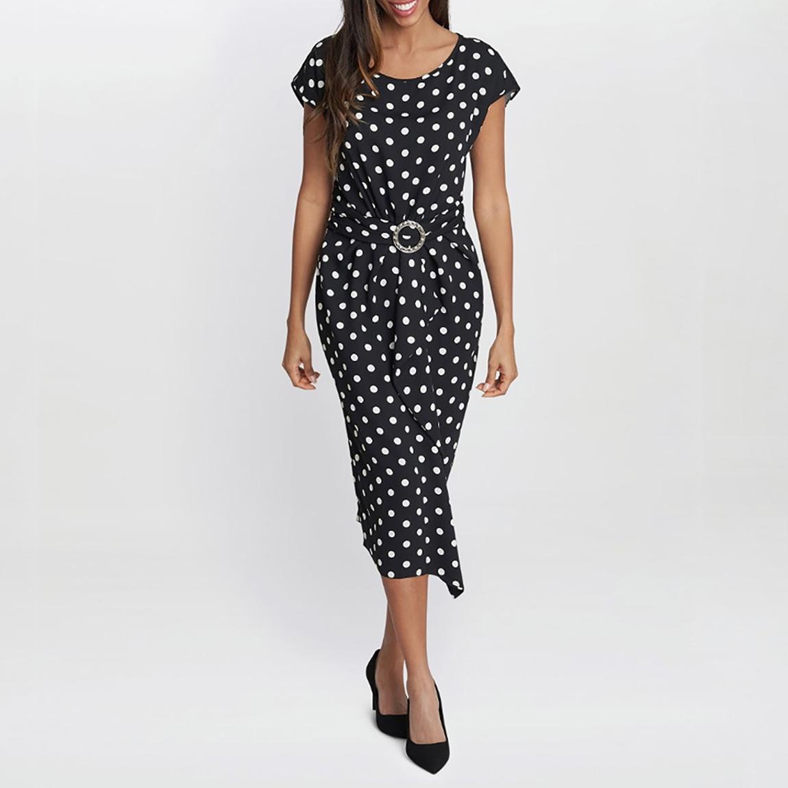 Black Jemima Spot Print Satin Dress main product photo