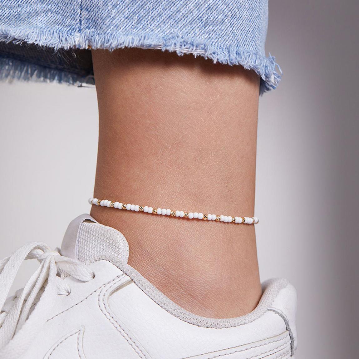 White And Gold Metal Anklet main product photo