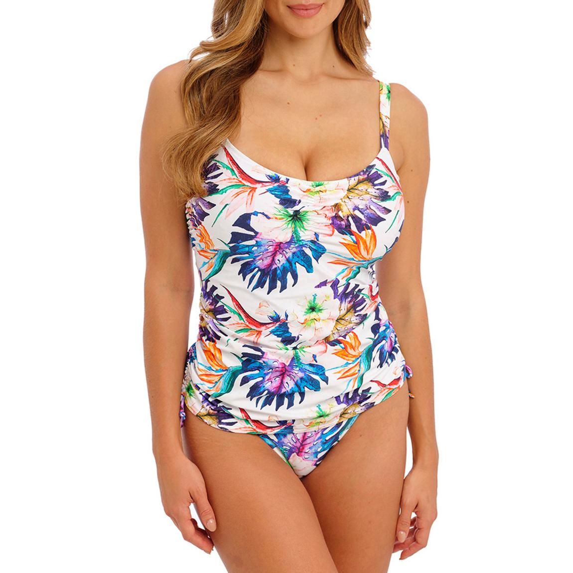 White Printed Paradiso Adjustable Side Tankini main product photo