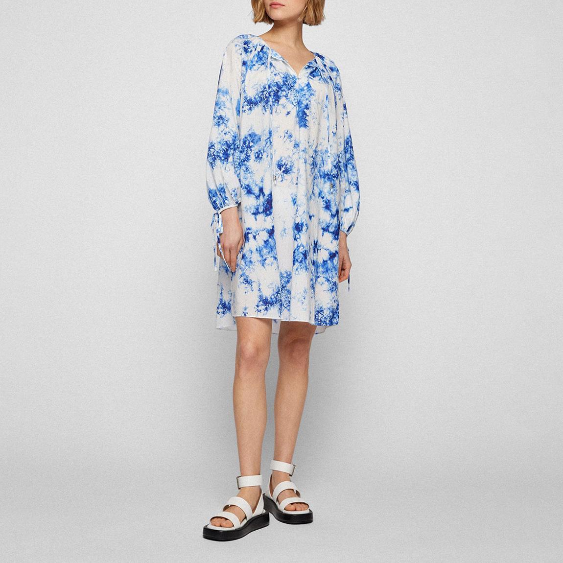 Blue C_Denter V-Neck Cotton Mini Dress main product photo