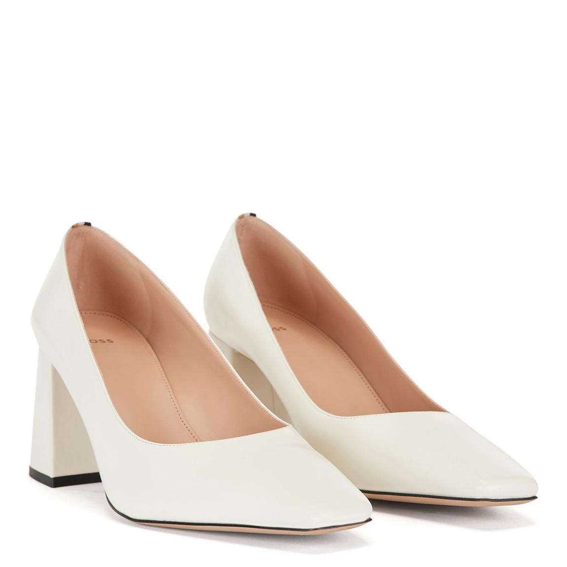 Ecru Charlotte Pointed Leather Heels main product photo
