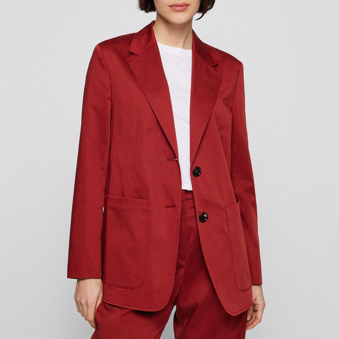 Red Jeaney Single Breasted Cotton Blend Blazer main product photo