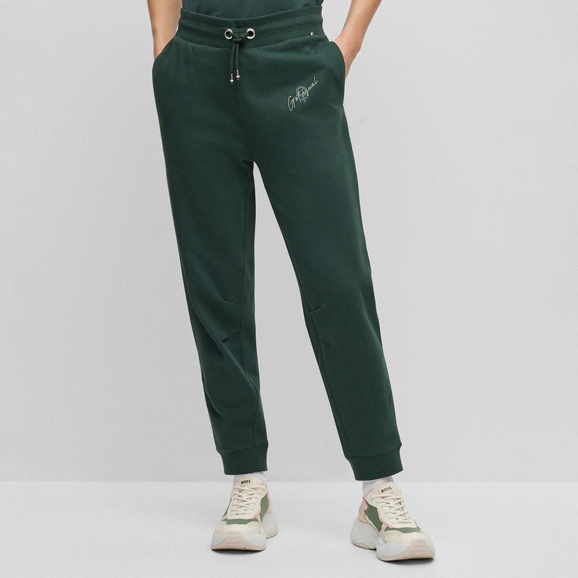 Dark Green Esiny Drawstring Cotton Joggers main product photo