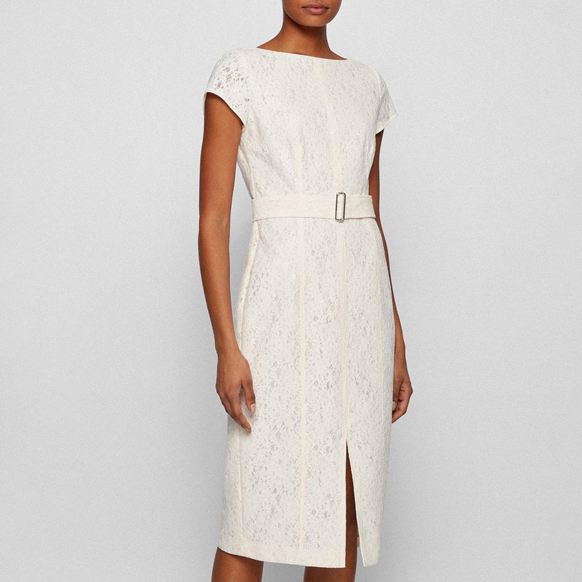Ecru Dergitala Belted Midi Dress main product photo