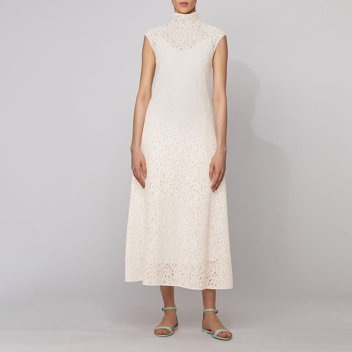 Ecru Dasice High Neck Cotton Blend Dress main product photo