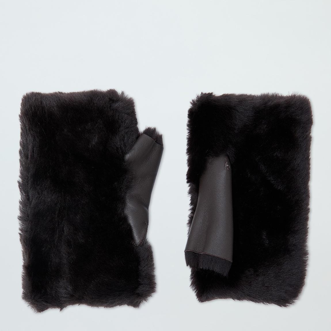 Brown Shearling Fingerless Mittens main product photo