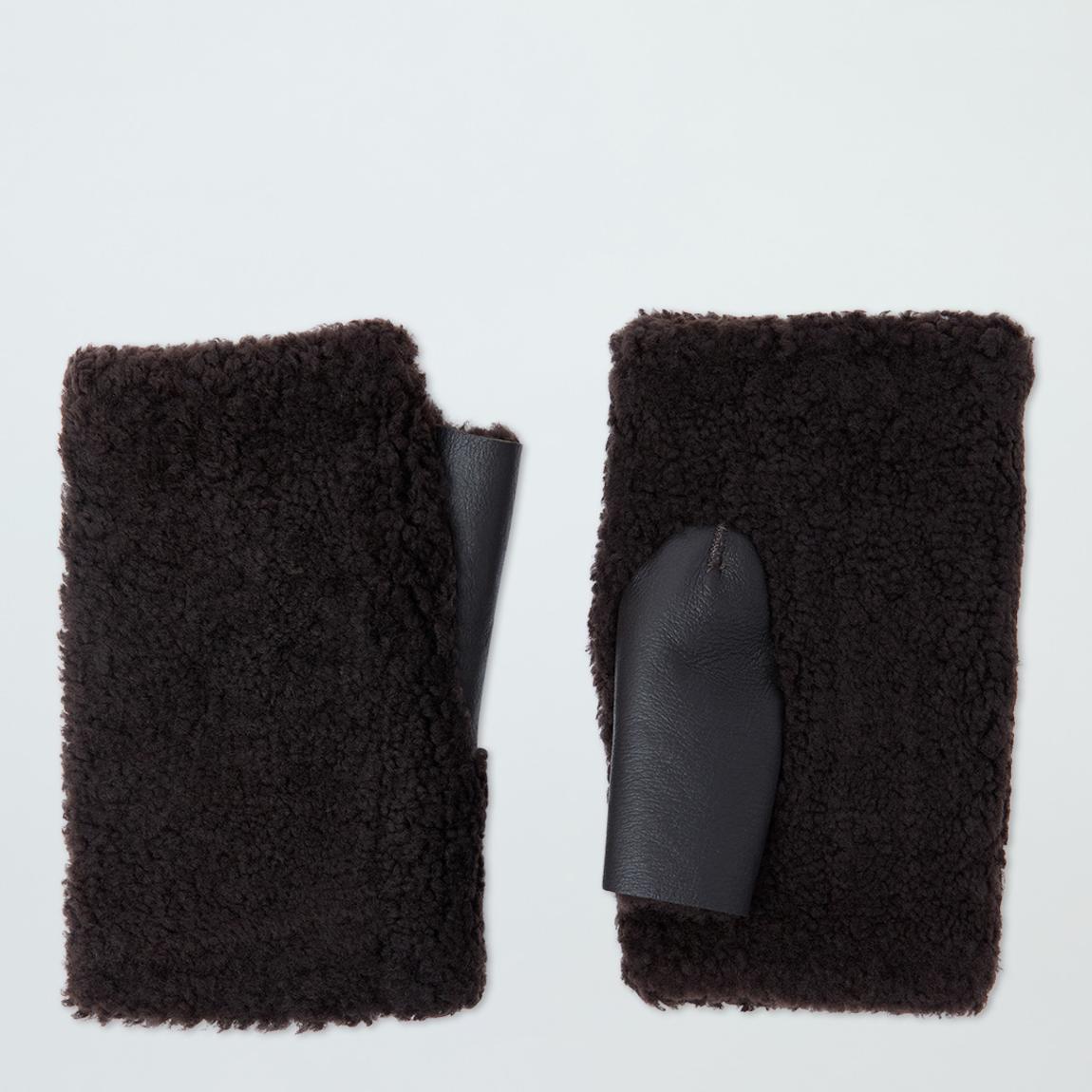 Brown Shearling Teddy Fingerless Mittens main product photo