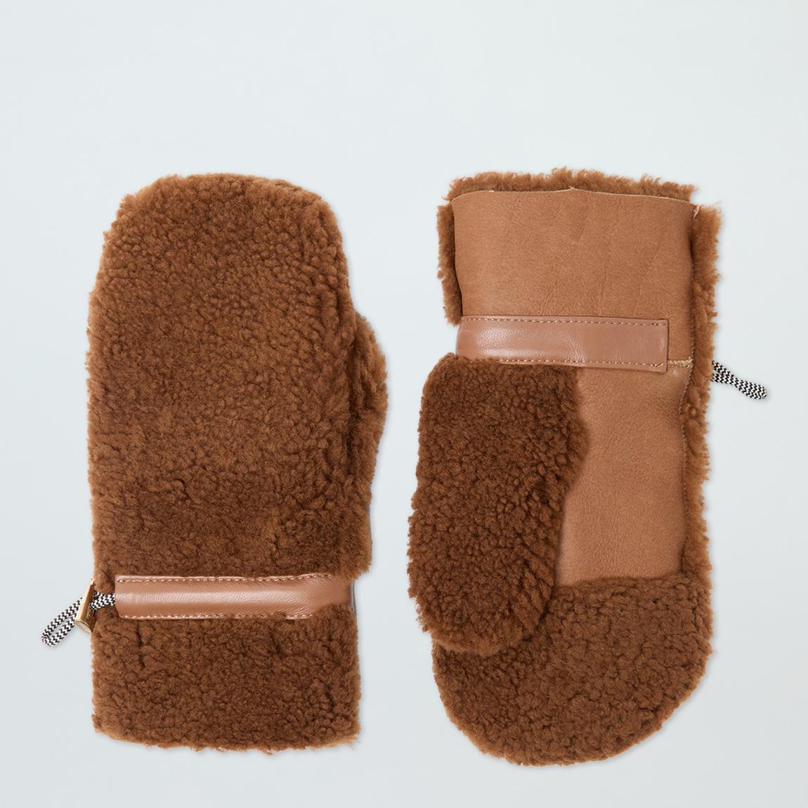 Caramel Shearling Teddy Mittens main product photo