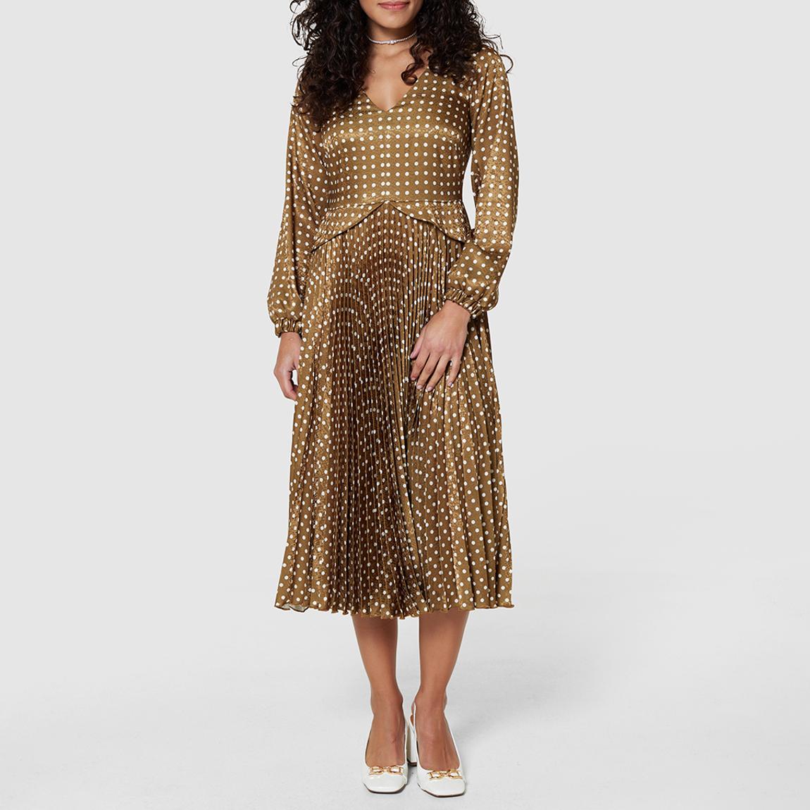 Olive Green Pleated Skirt Dress main product photo