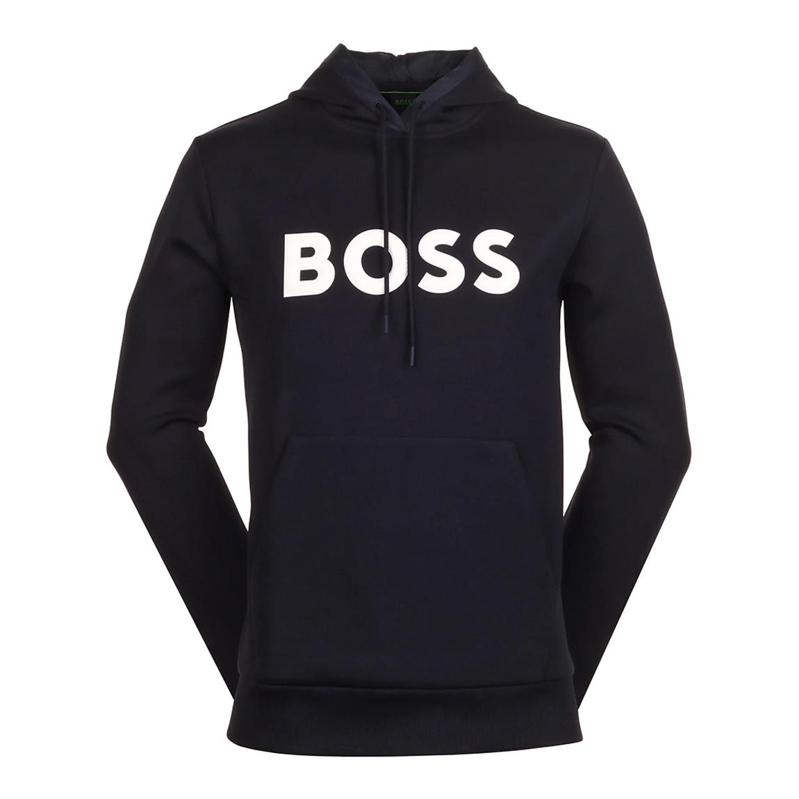 Navy Drawstring Cotton Blend Hoodie main product photo