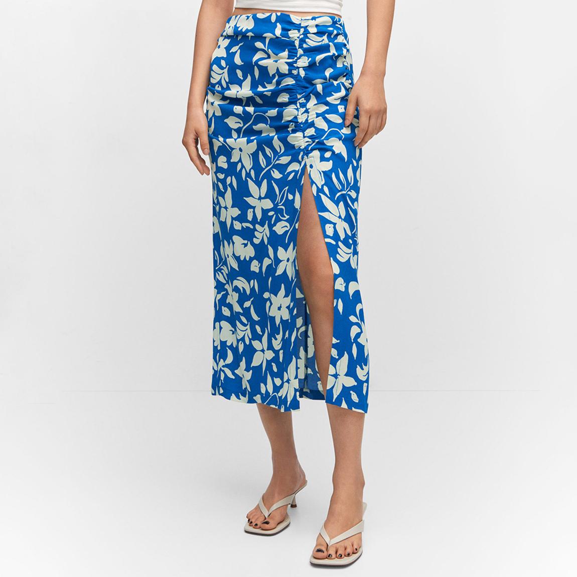 Blue Printed Skirt with Slit main product photo
