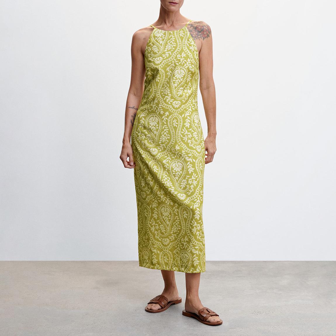 Green Printed Halter Dress main product photo