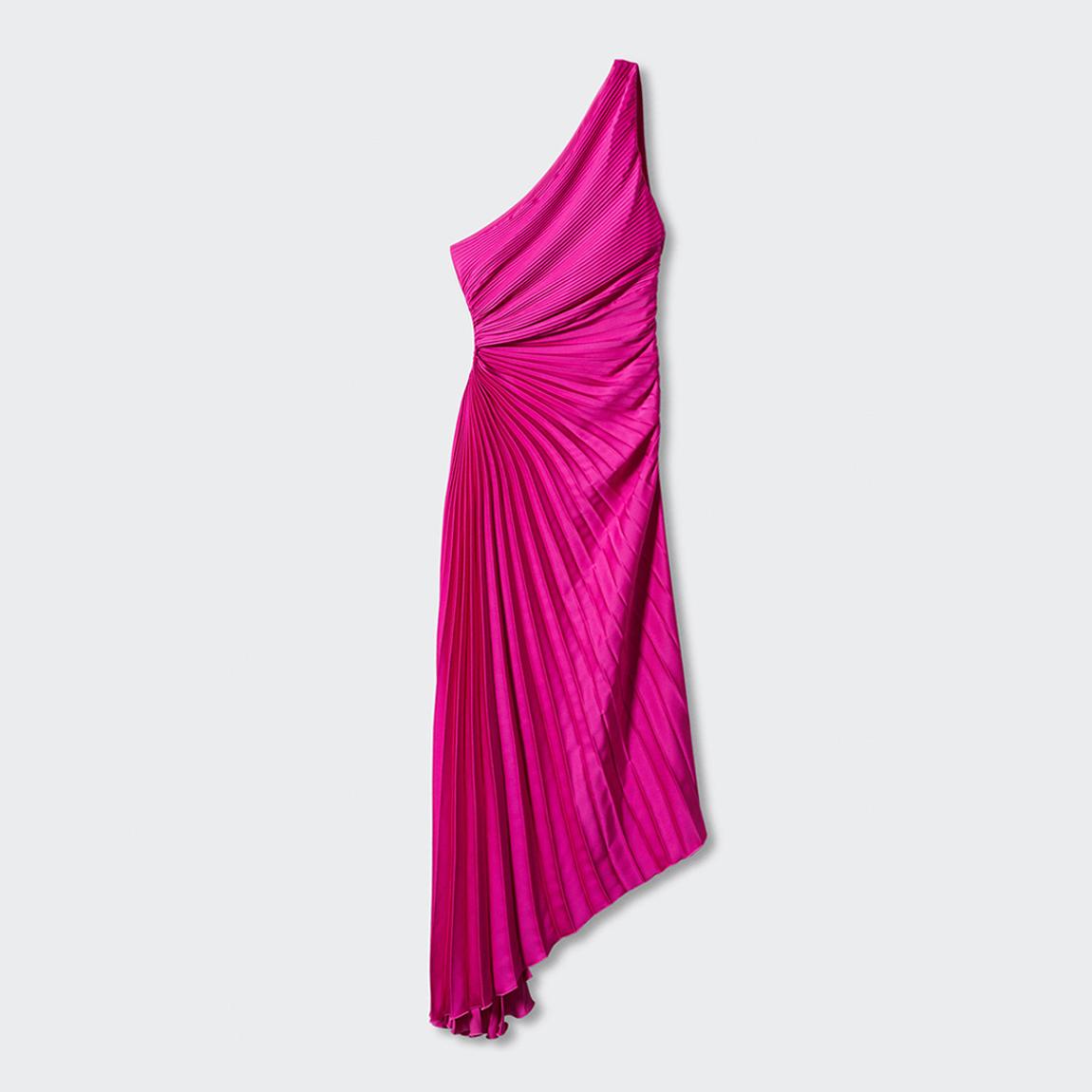 open lace back dress Catherine Asymmetrical Pleated Maxi Dress in Pink, XL / Pink