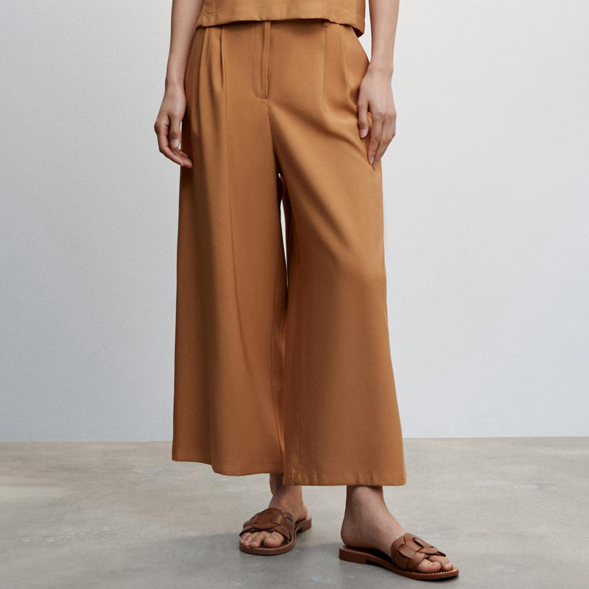 Caramel Pleated Culottes Trousers main product photo