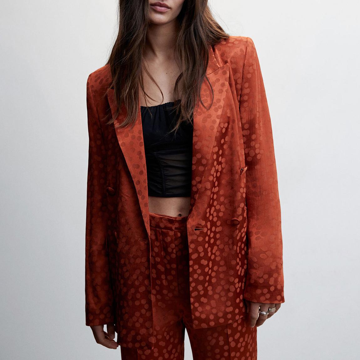 Orange Satin Printed Blazer main product photo