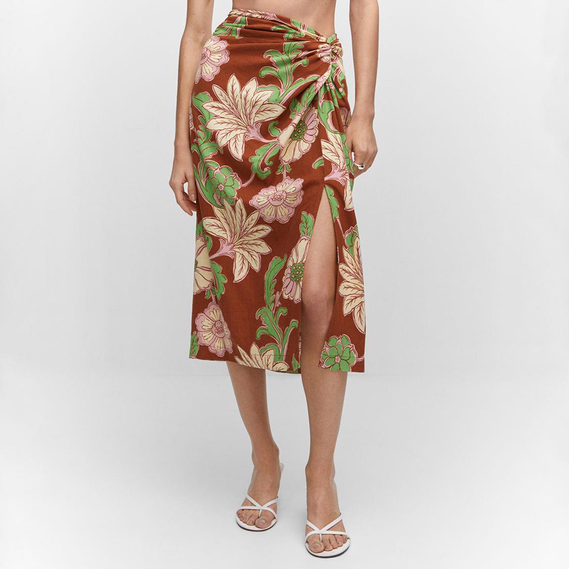 Brown Knot Printed Skirt main product photo