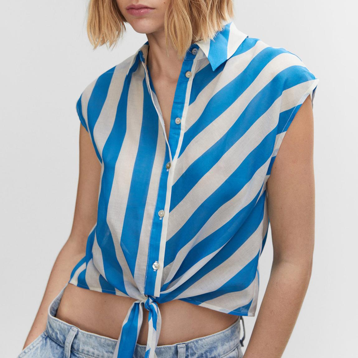 Blue Bow Printed Shirt main product photo