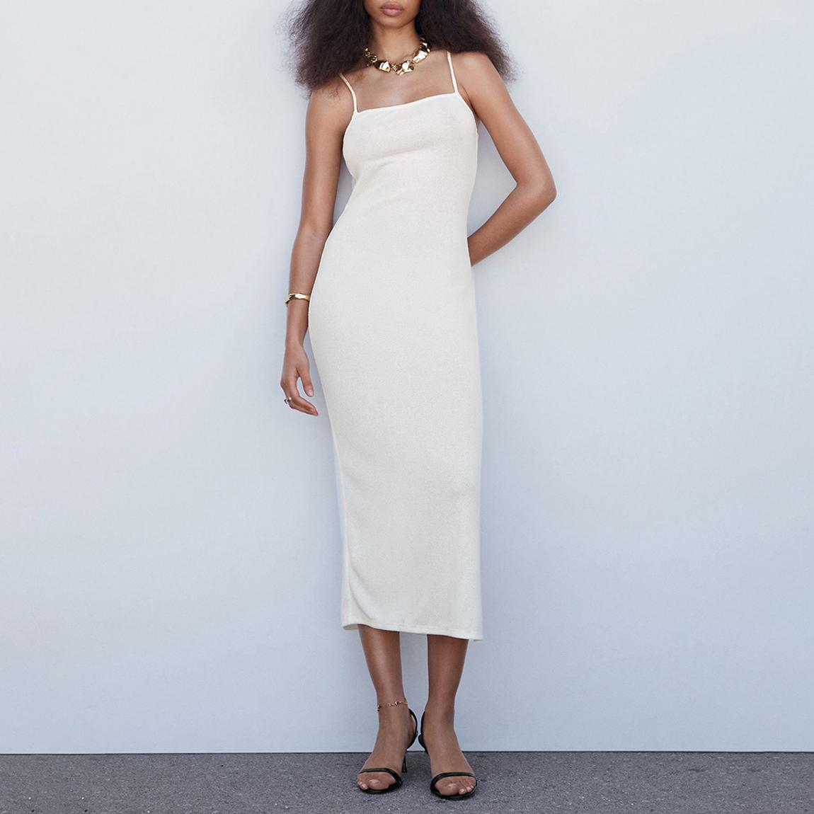 White Cross-back Knitted Dress main product photo